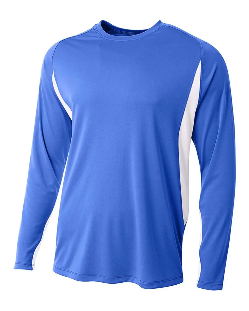 A4 N3183 Long Sleeve Color Block Tee - Royal White