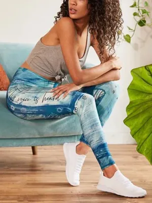 Abstract Glacier Print High Waist Yoga Tights