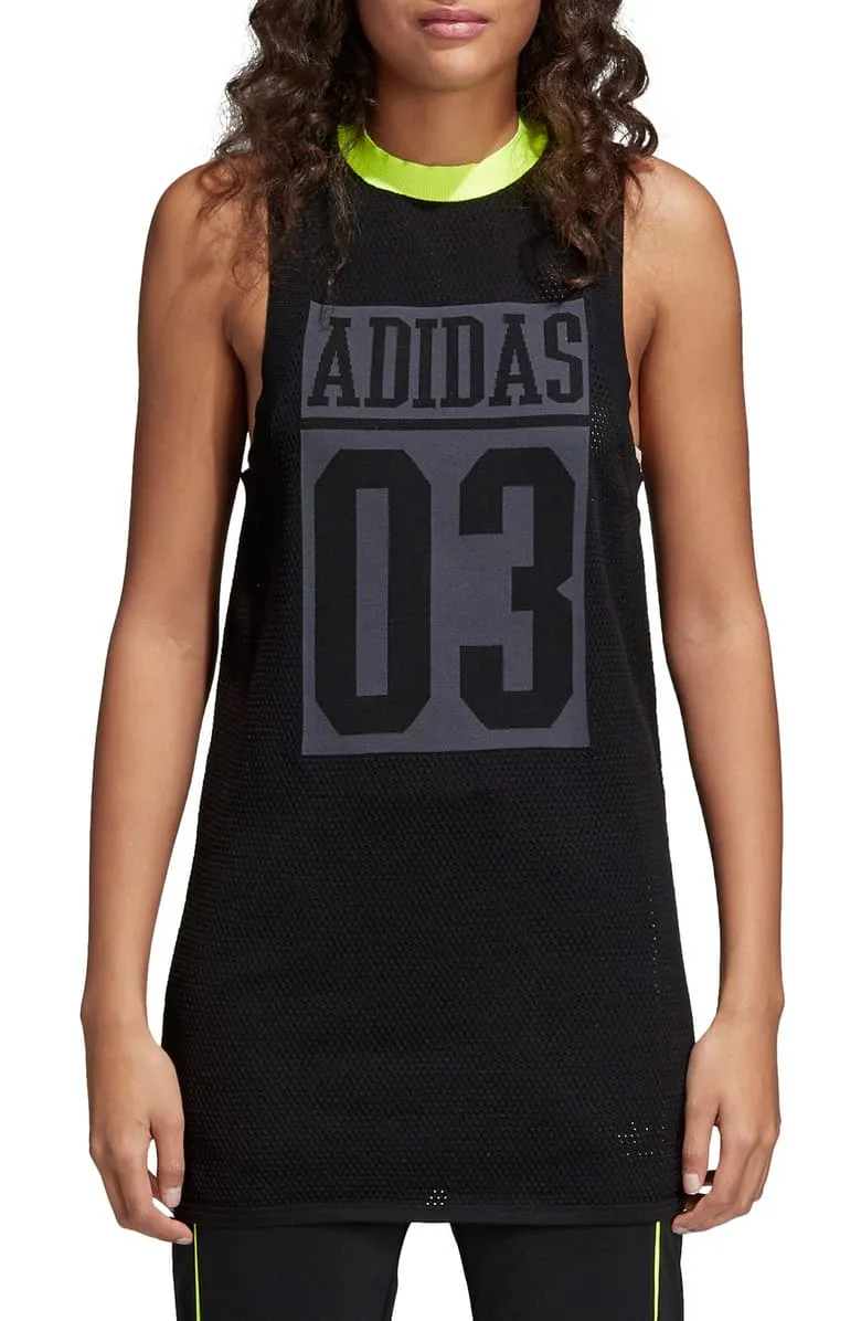 adidas Women's Originals Mesh Graphic Tank Top, Black XS