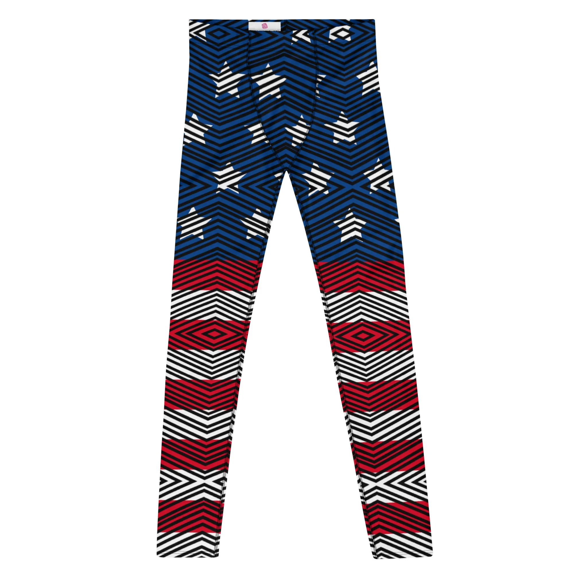 American Flag Striped Men's Leggings, US National Holiday Party Meggings Premium Tights-Made in USA/EU/MX