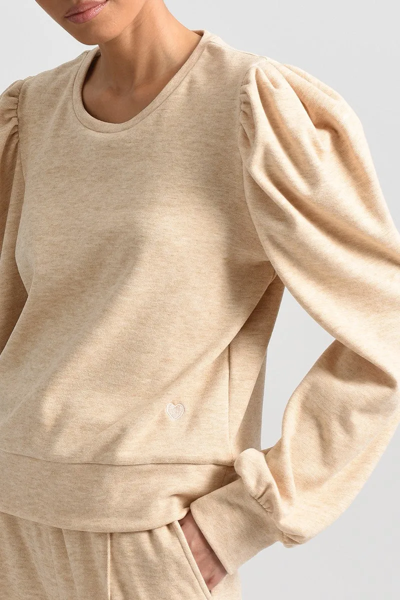 Balloon Sleeve Sweatshirt - Beige