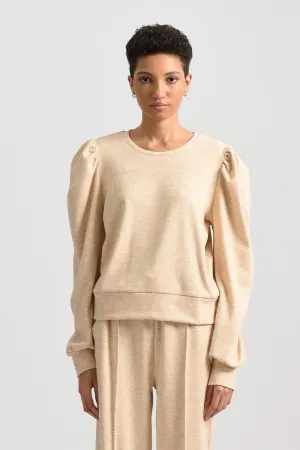 Balloon Sleeve Sweatshirt - Beige