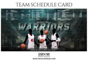 Basketball Warriors - Team Sports Schedule Card Photoshop Templates