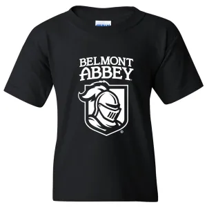 Belmont Abbey College Crusaders Arch Logo Youth Short Sleeve T Shirt - Black