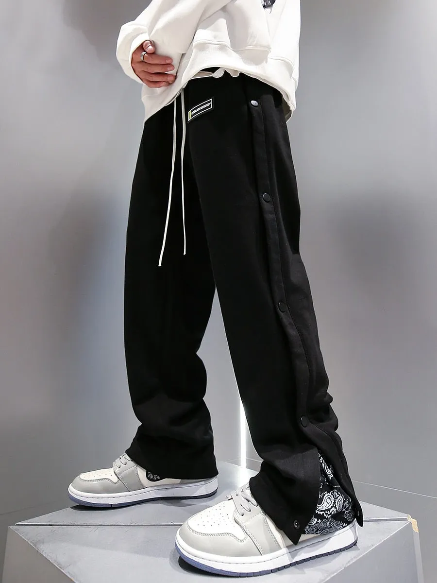 Black Hidden Bandana Button Down Sweatpants