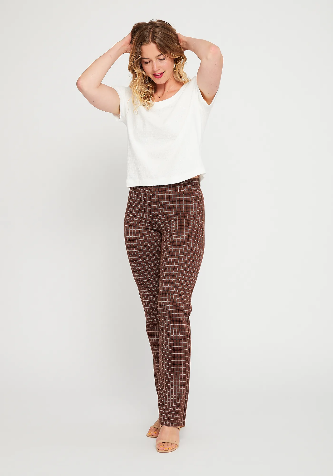 Classic Dress Pant Yoga Pant | Straight (Driftwood Check)