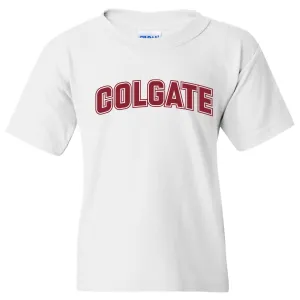 Colgate University Raiders Arch Logo Youth Short Sleeve T Shirt - White