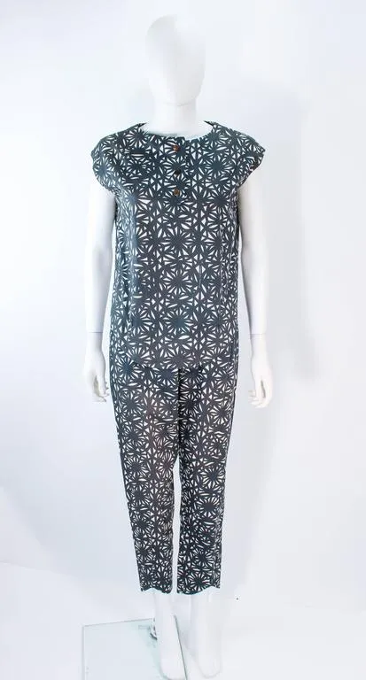 GIANNI BALDINI Printed Cotton Pants and Top Ensemble Size 4