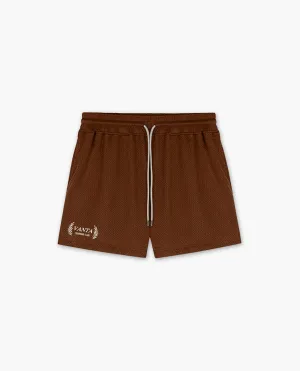 GIRLS MESH TRAINING SHORTS - BROWN