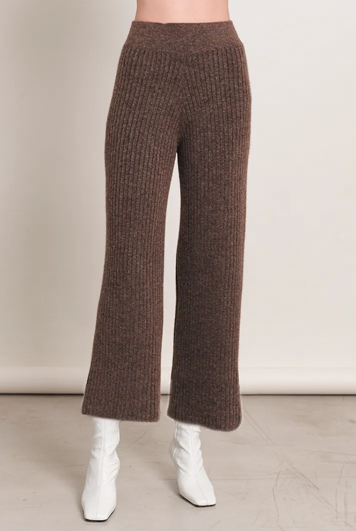 Leah High-Waisted Cropped Pants | Brown