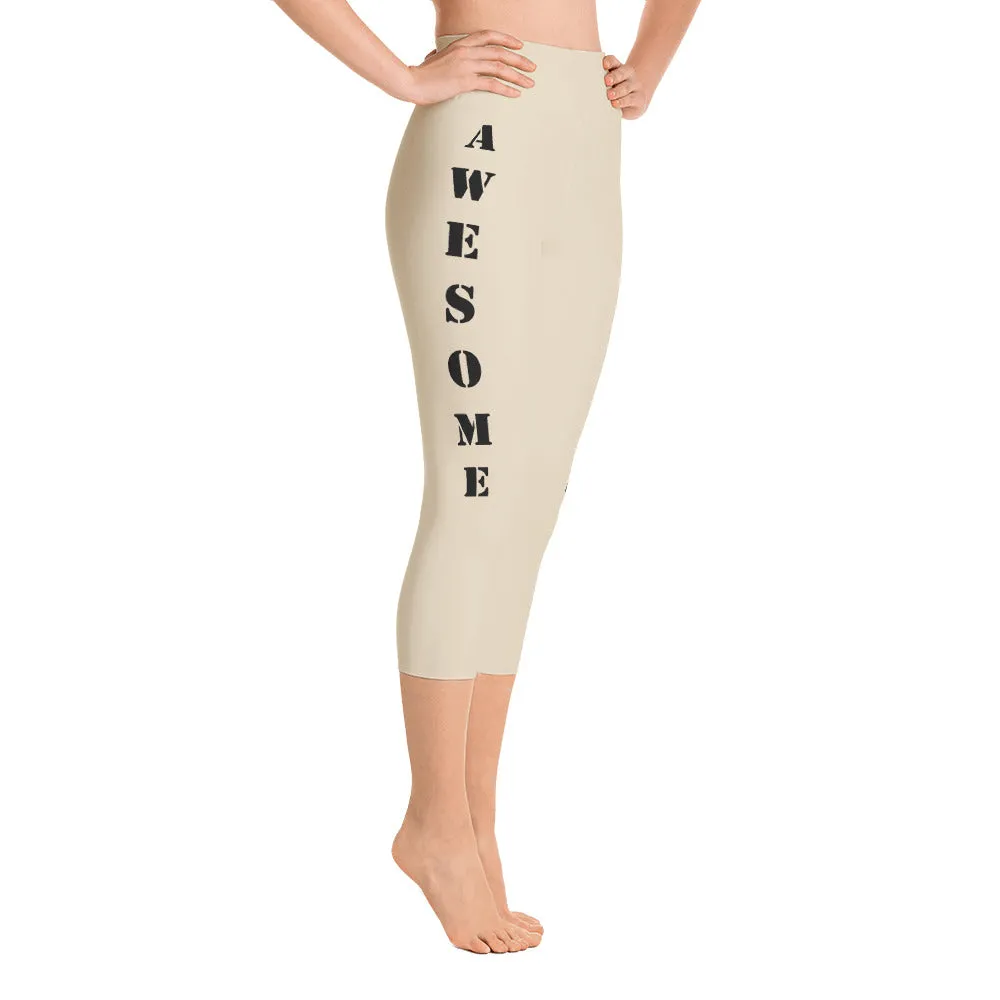 Our best viral leggings beige awesome goddess black letters