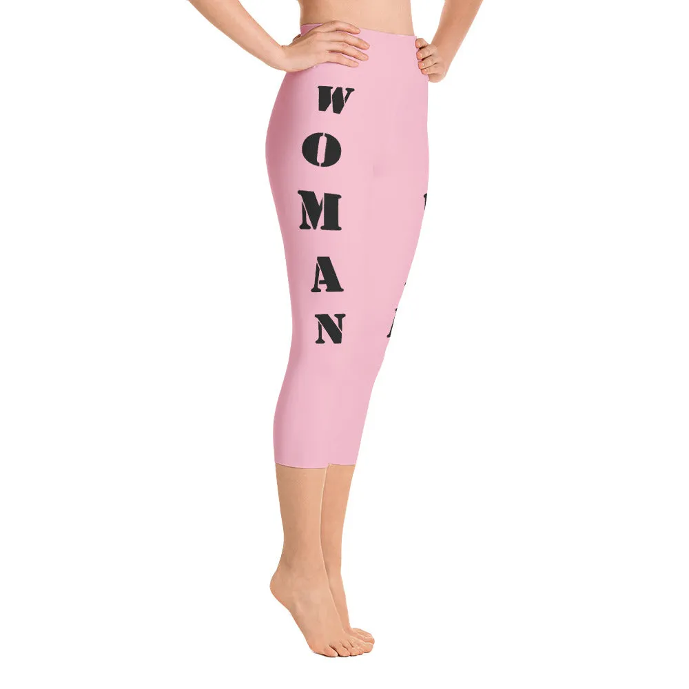 Our best viral leggings pale pink woman power black letters