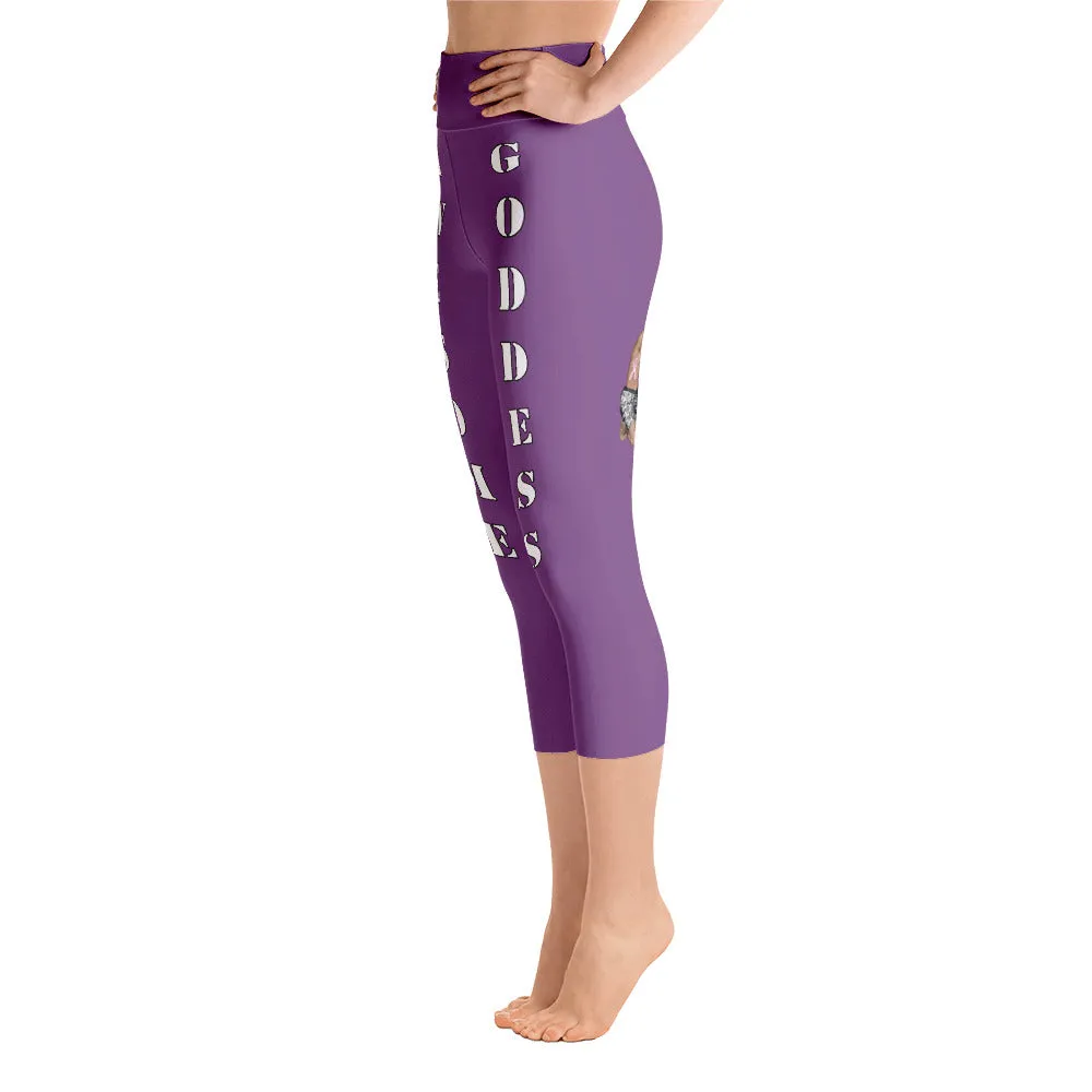 Our best viral leggings purple awesome goddess white letters