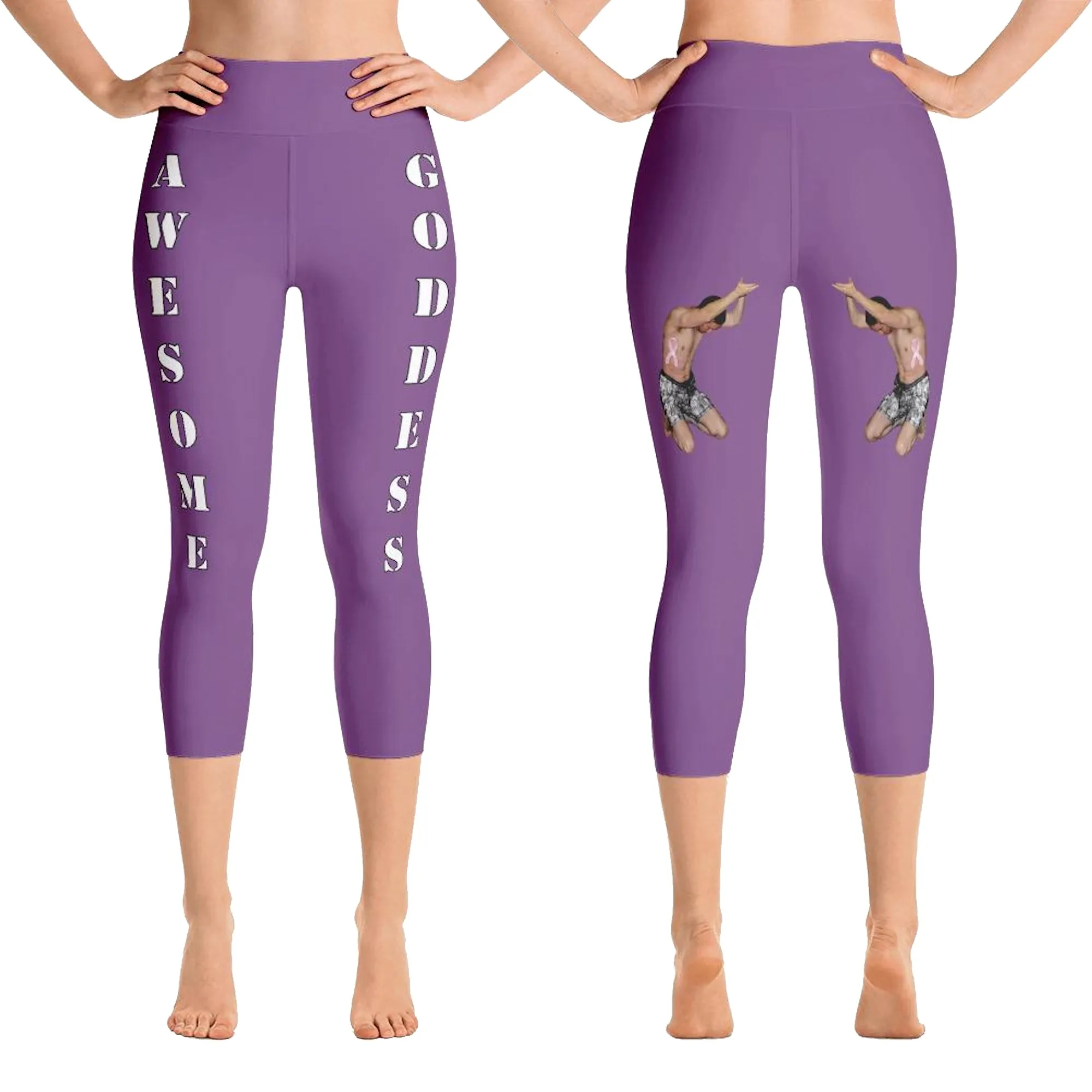 Our best viral leggings purple awesome goddess white letters