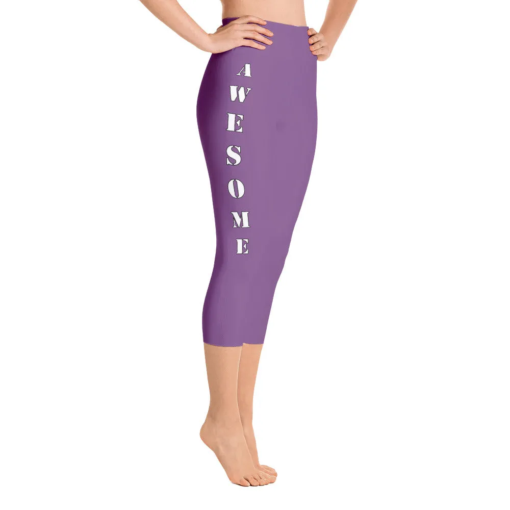 Our best viral leggings purple awesome goddess white letters