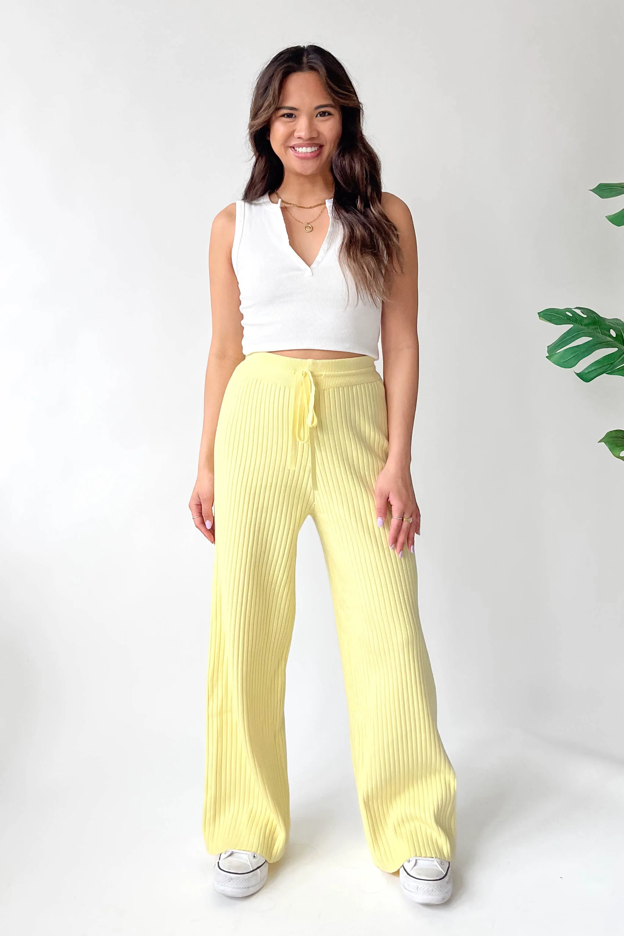 Unwritten Love Knit Pants in Yellow