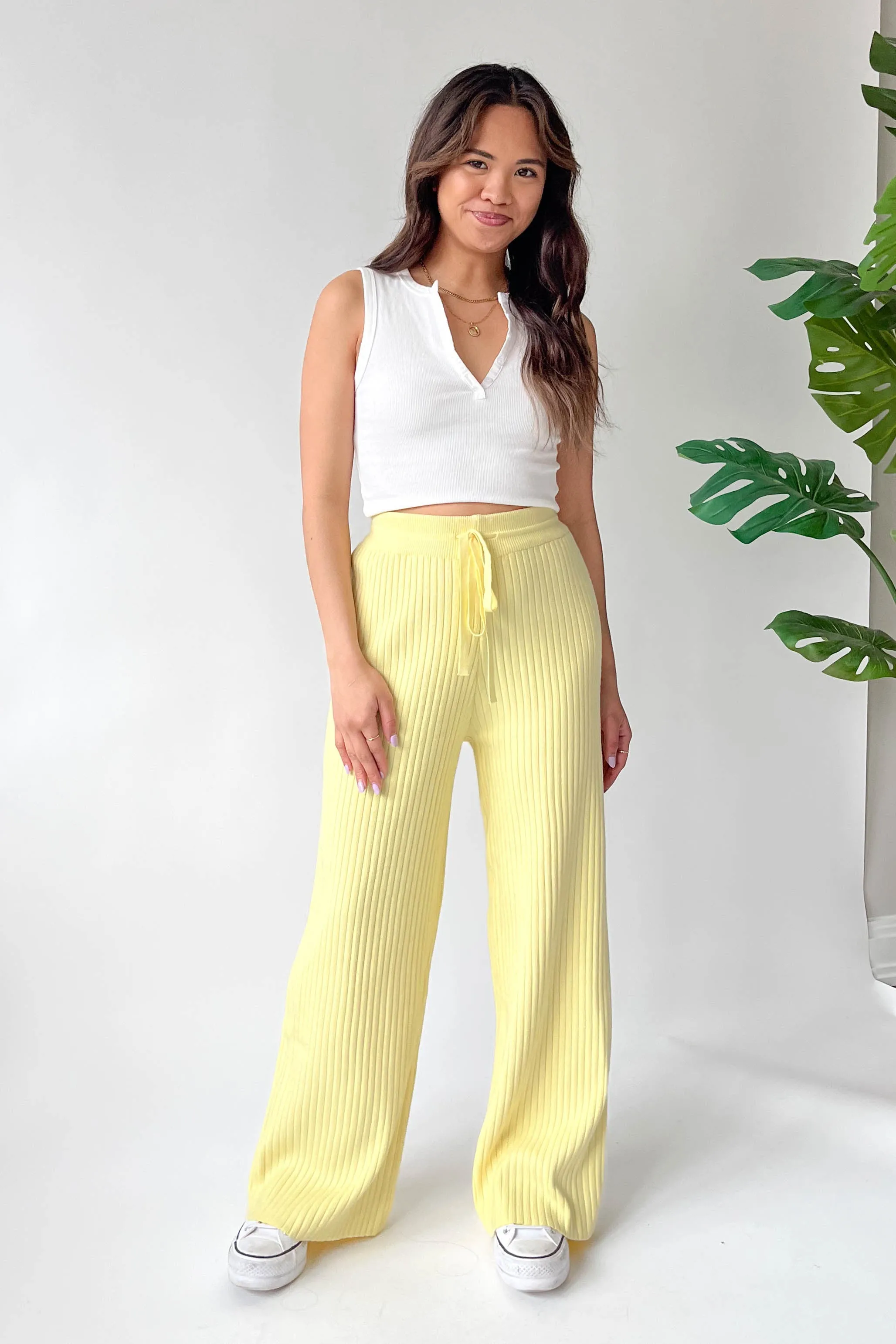 Unwritten Love Knit Pants in Yellow