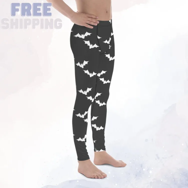 White Bats Mens Leggings for Halloween or Dance