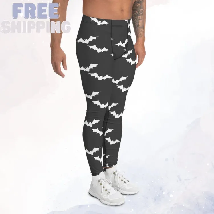 White Bats Mens Leggings for Halloween or Dance